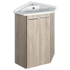 afbeelding 1 Aqualine Zoja Vanity hoekmeubel 39x74x39cm, eiken platina