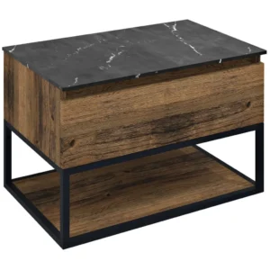 afbeelding 1 Sapho Skara Wastafelmeubel 80x50x45cm, zwart mat/eiken collingwood