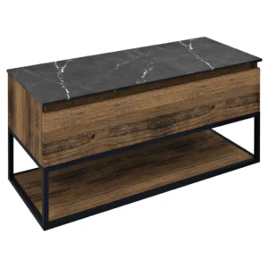 afbeelding 1 Sapho Skara Wastafelmeubel 100x50x45cm, zwart mat/eiken collingwood