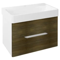 afbeelding 1 Sapho Mediena Wastafelmeubel 76x51x48,5cm, wit mat/eiken grafiet