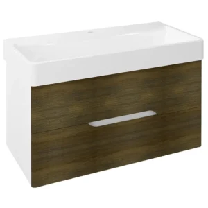 afbeelding 1 Sapho Mediena Wastafelmeubel 96x51x48,5cm, wit mat/eikengrafiet