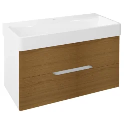 afbeelding 1 Sapho Mediena Wastafelmeubel 96x51x48,5cm, wit mat/eiken naturel