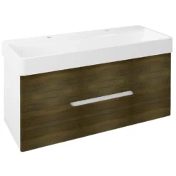 afbeelding 1 Sapho Mediena Wastafelmeubel 117x51x48,5cm, wit mat/eikengrafiet