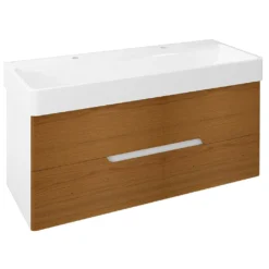 afbeelding 1 Sapho Mediena Wastafelmeubel 117x51x48,5cm, wit mat/eiken naturel