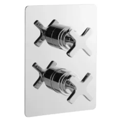 afbeelding 1 Sapho Trax inbouw thermostatische douchemengkraan, 2 stopcontacten, chroom
