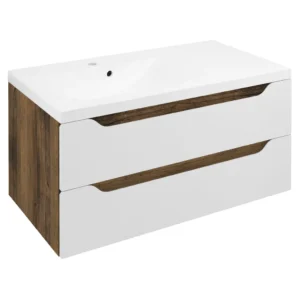 afbeelding 1 Sapho Wave Wastafelmeubel 89,7x45x47,8cm, links/wit/eiken collingwood