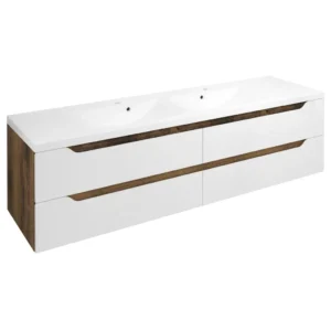 afbeelding 1 Sapho Wave Dubbele wastafelmeubel 179,7x50x47,8cm, wit/eiken collingwood