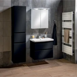 afbeelding 2 Aqualine Altair Hoge kast met wasmand 40x184x31cm, zwart mat