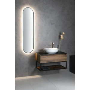 afbeelding 2 Sapho Skara Wastafelmeubel 70x50x45cm, zwart mat/eiken collingwood