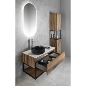 afbeelding 2 Sapho Skara Wastafelmeubel 90x50x45cm, zwart mat/eiken collingwood