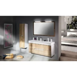 afbeelding 2 Sapho Mediena Wastafelmeubel 117x51x48,5cm, wit mat/eikengrafiet