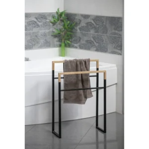 afbeelding 2 Sapho Ska Handdoekhouder, 550x800x200mm, zwart mat/eiken
