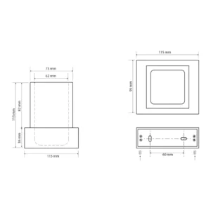 maattekening 1 Sapho X-Steel vrijstaande beker, zwart mat