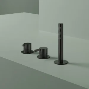 Afbeelding 1 Hotbath Ace AC075 badrandcombinatie met staafhanddouche en 2-weg omstel geborsteld zwart PVD