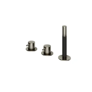 Afbeelding 1 Hotbath Cobber CB075 badrandcombinatie met staafhanddouche en 2-weg omstel verouderd ijzer