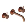 Afbeelding 1 Hotbath Cobber CB105TEXT18 afbouwdeel inbouw wastafelkraan 3-gats met 18cm uitloop geborsteld koper PVD