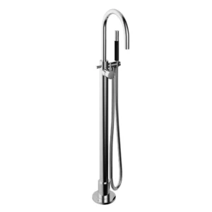 Afbeelding 1 Hotbath Cobber CB177EXT afbouwdeel vrijstaande badkraan met staafhanddouche en draaibare uitloop chroom