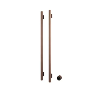 Afbeelding 1 Hotbath &More RARV135 Rails Round handoekwarmerset 135cm met 2 stangen en schakelaar geborsteld koper PVD