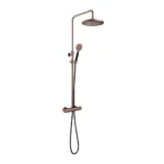 Afbeelding 1 Hotbath Cobber SDS9 opbouw regendoucheset met ronde handdouche en 30cm ronde hoofddouche aan glijstang geborsteld koper PVD