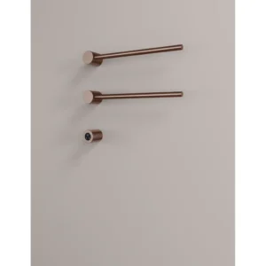 Afbeelding 2 Hotbath &More RARH50 Rails Round handoekwarmerset 50cm met 2 stangen en schakelaar geborsteld koper PVD