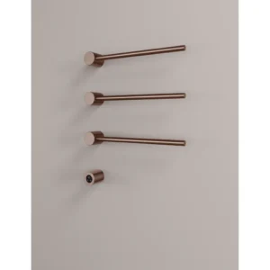 Afbeelding 2 Hotbath &More RARH50 Rails Round handoekwarmerset 50cm met 3 stangen en schakelaar geborsteld koper PVD