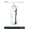 Hotbath Cobber CB187EXT afbouwdeel vrijstaande badkraan met staafhanddouche en draaibare uitloop geborsteld messing PVD 3 Maattekening CB177