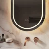Afbeelding 1 HIPP-Design mat zwarte ovale spiegel (recht model) 120x70cm met indirecte verlichting, spiegelverwarming en touch dimmer