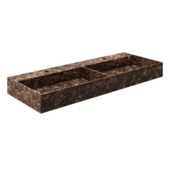 Afbeelding 1 Saniclear Dark Emperador marmeren wastafel 120x46cm met kraangaten