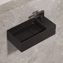 Afbeelding 1 Saniclear Itsie fontein mat zwart met kraangat rechts 39x22x10cm