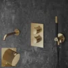 Afbeelding 1 Saniclear Brass Stripes Pro inbouw badkraan geborsteld messing - mat goud