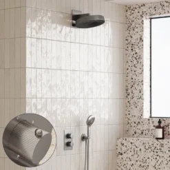 Afbeelding 1 Saniclear Evolution Stripes inbouw regendouche met 2 standen handdouche RVS