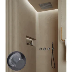 Afbeelding 1 Saniclear Plus Stripes Pro inbouw regendouche met inbouw douchekop 30x30cm en staafhanddouche chroom