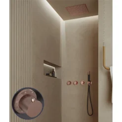 Afbeelding 1 Saniclear Plus Stripes Pro inbouw regendouche met inbouw douchekop 30x30cm en staafhanddouche geborsteld koper