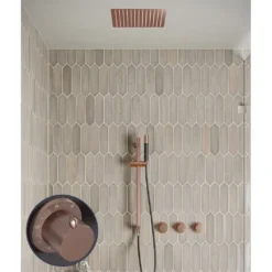 Afbeelding 1 Saniclear Plus Stripes Pro inbouw regendouche met inbouw douchekop 30x30cm, glijstang en staafhanddouche geborsteld koper