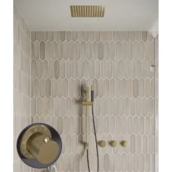 Afbeelding 1 Saniclear Plus Stripes Pro inbouw regendouche met inbouw douchekop 30x30cm, glijstang en staafhanddouche geborsteld messing - mat goud