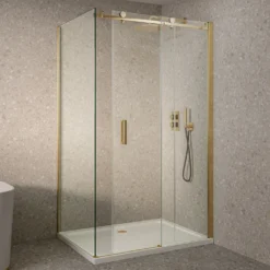 Afbeelding 1 Saniclear Supreme douchecabine 110x100cm geborsteld messing - mat goud