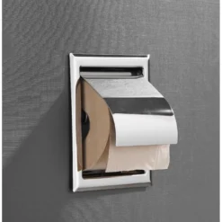 Afbeelding 1 Saniclear Talpa inbouw toiletrol houder met klep chroom