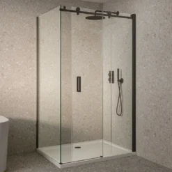 Afbeelding 1 Saniclear Supreme douchecabine 100x90cm dubbelzijdig anti-kalk zwart