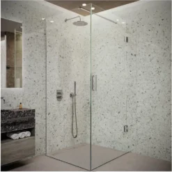 Afbeelding 1 Saniclear Modern douchecabine 100x80 met 80cm deur anti-kalk chroom