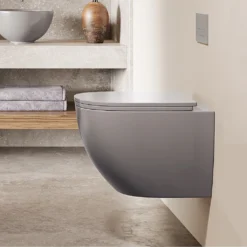 Afbeelding 1 Saniclear Itsie mat grijze toiletpot randloos met softclose zitting