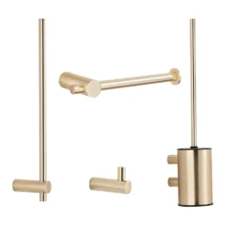 Afbeelding 1 Saniclear Academy toiletaccessoiresset 4-delig geborsteld messing mat goud