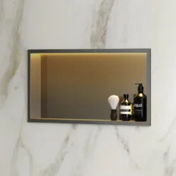 Afbeelding 1 Saniclear Lucio inbouwnis met LED verlichting 60x30cm verouderd ijzer - gunmetal