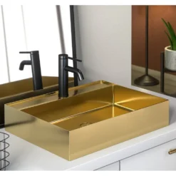 Afbeelding 1 Saniclear Maido waskom 54x42cm met 1 kraangat mat goud