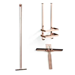 Afbeelding 1 Saniclear Copper douche accessoiresset met wissers en shampoohouder geborsteld koper