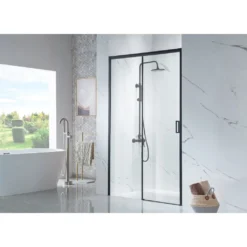 Afbeelding 1 Saniclear Slide black schuif douchedeur 120x200cm zwart mat