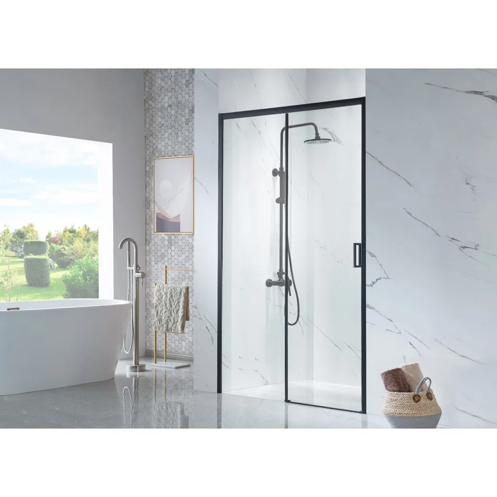 Saniclear Slide black schuif douchedeur 130x200cm zwart mat 1 Afbeelding 1 Saniclear Slide black schuif douchedeur 130x200cm zwart mat