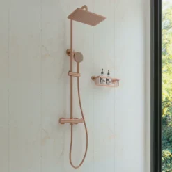 Afbeelding 1 Saniclear Vision opbouw regendouche met 20x30cm hoofddouche geborsteld koper