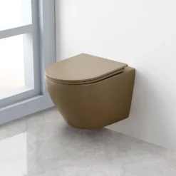 Afbeelding 1 Saniclear Itsie taupe toiletpot randloos met softclose zitting