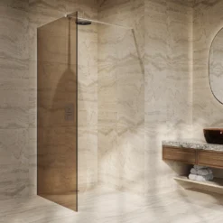 Afbeelding 1 Saniclear Bronze inloopdouche brons glas 100x200cm chroom