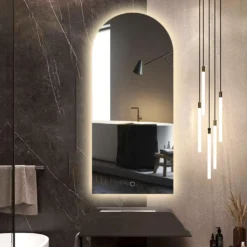Afbeelding 1 Saniclear Arc toog spiegel 45x100cm met verlichting en verwarming